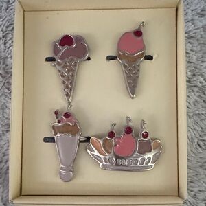 Pottery Barn Ice Cream Napkin Rings - Pink and Silver